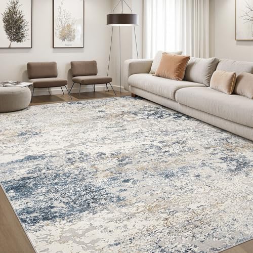 DMOYEST Area Rug Living Room Rugs 7x9 Washable Abstract Beige Blue Carpet - color: Beige Blue, size: 7' x 9' (Rectangular)