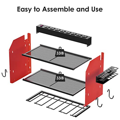 CCCEI Wall Mount Modular Tool Charging Organizer, Red, 1 Pack, 3 Tier. - color: Red