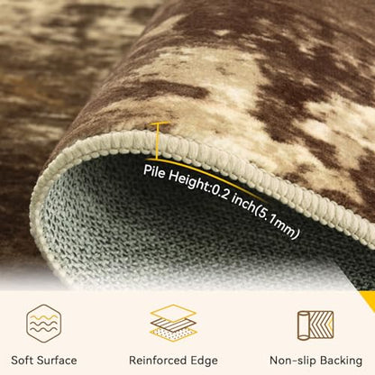 RELEANY Washable 10'x14' Abstract Area Rug for Living Room Brown Tan - color: Brown/Tan, size: 10' x 14' (Rectangular)