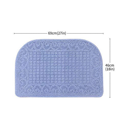 COSY HOMEER 27x18 Half Round Kitchen Rug,Non Slip Washable Mat,Blue 3PCS - color: Blue 3pcs, size: 1'6" x 2'3" (Semicircular)