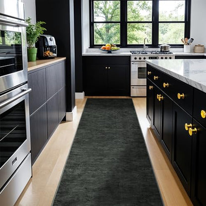 2.7x6 Washable Area Rug, Black Solid Area Rugs for Living Room & Bedroom - color: Black, size: 2'8" x 6' (Runner)