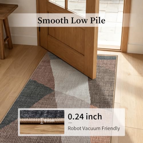 YIHOUSE Hallway Runner Rug, Machine Washable Non-Slip Low Pile,Brown,2x6 ft - color: Brown, size: 2' x 6' (Rectangular)