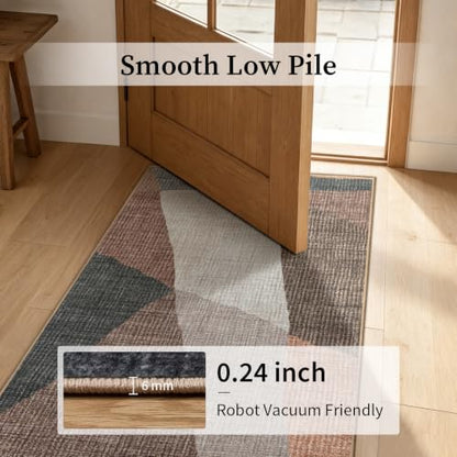 YIHOUSE Hallway Runner Rug, Machine Washable Non-Slip Low Pile,Brown,2x6 ft - color: Brown, size: 2' x 6' (Rectangular)