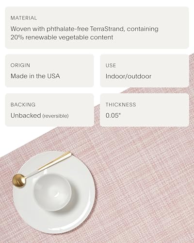 Chilewich Mini Basketweave Placemats, Woven Rectangle Placemats Set of 4 - color: Blush, size: 14"x19"