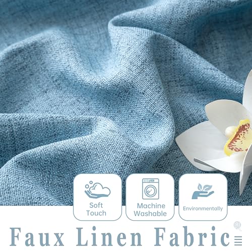 DriftAway Linen Textured Curtain Valances for Windows Light Filtering 3 Inch Rod Pocket Farmhouse Country Rustic Kitchen Valances for Bedroom Living Room Bathroom 14 inch Length Blue - color: *Blue, size: 52"W x 14"L (Pack of 1)