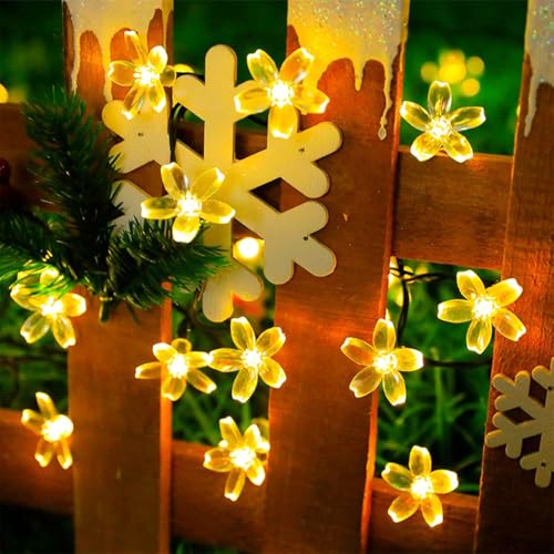 Decorative 100 LED Warm White Cute Cherry Blossom Flower Fairy Light String - color: Warm White