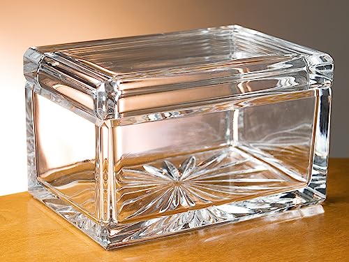 Barski Crystal Box- for Jewelry - Candy - Nuts - Trinkets - Glass Box- Classic Clear - 5" Long - Made in Europe