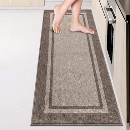 anllugs Kitchen Rugs 24" x 84", Non-Slip Runner Rugs, Beige & Grayish Brown - color: Beige & Grayish Brown, size: 24" X 84"