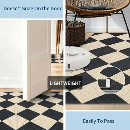 GarveeHome 5x7 Checkered Area Rug Black and Brown Washable Living Room Rug - color: Dark/Coffee, size: 5' x 7' (Rectangular)