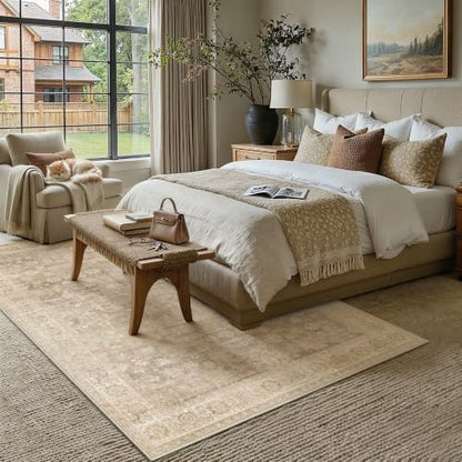HUGEAR Beige Area Rugs 5x7 Living Room Washable Rug Carpet - color: Retro Beige, size: 5' x 7' (Rectangular)