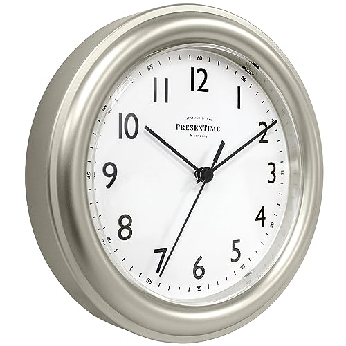 Presentime 8.5" Modern Farmhouse Essential Wall Clock - color: Morning Silver