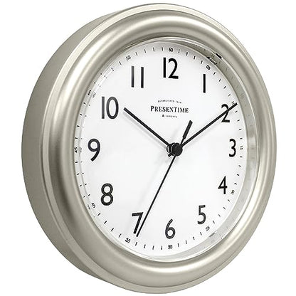 Presentime 8.5" Modern Farmhouse Essential Wall Clock - color: Morning Silver