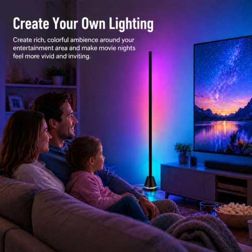 ICRGB Corner Floor Lamp with Speaker, Ambient Mood Lighting for Room Decor