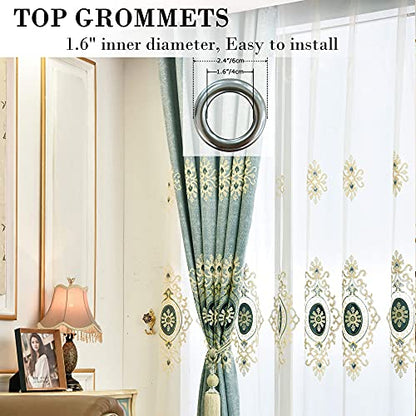 VOGOL Simple Chenille Jacquard Sheer Window Elegance Curtains/Drapes/Panels/Treatments for Bedroom Living Room, 54 x 84, Top Grommets(2 Panels) - color: Blue-sheer, size: 54"W x 84"L (Pack of 2)