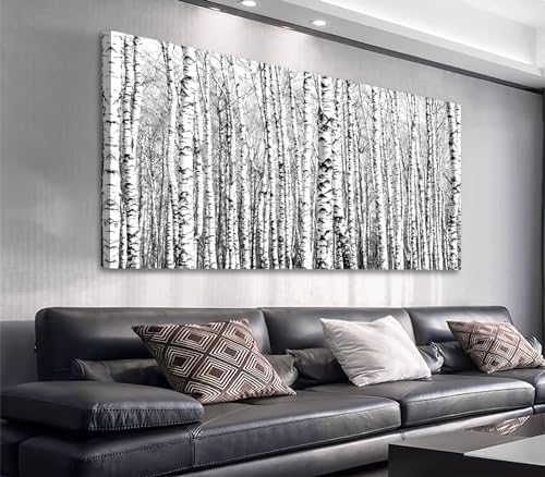 arteWOODS Birch Trees Canvas Wall Art for Living Room Wall Decor Large White Birch Branches Canvas Painting Pictures Modern Birch Forest Canvas Prints Artwork for Home Office Decorations 24" x 48" - color: White Birch Forest, size: 48"L x 24"W
