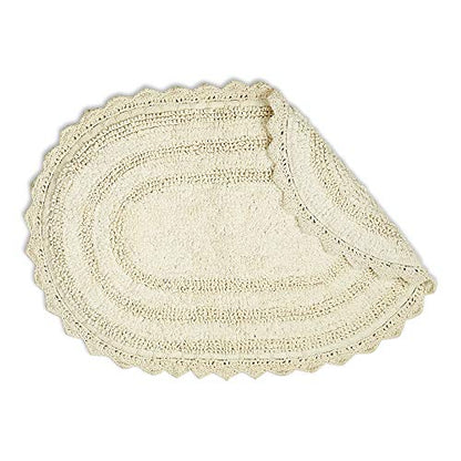 DII Crochet Collection Reversible Bath Mat, Small Oval, 17x24, Off-White - color: Off White, size: 1'5" x 2' (Oval)