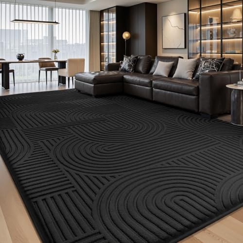 Sour Lemon 8x10 Area Rugs for Living Room Bedroom, Black Rug Large Carpet - color: Black, size: 8' x 10' (Rectangular)