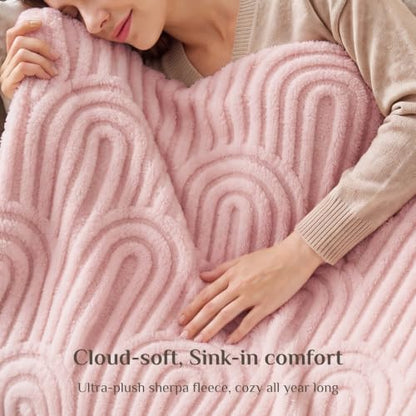 BEDELITE Cute Pink Boho Fleece Twin Blanket for Bed, 60x80 Inches - color: Pink Boho, size: Twin(60"x80")