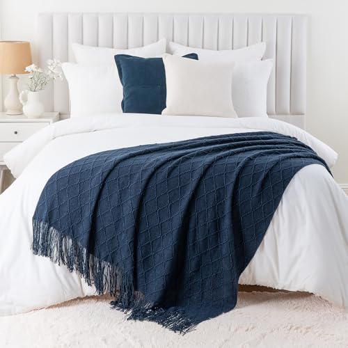 BATTILO HOME Navy Blue Throw Blanket for Couch, 52"x80" - color: Navy, size: 52 x 80 in.