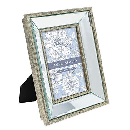 Laura Ashley 4x6 Silver Beveled Mirror Picture Frame Tabletop & Wall Mount - color: Silver, size: 4x6