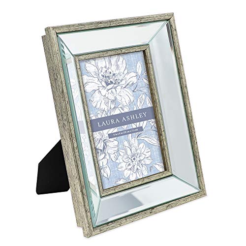 Laura Ashley 4x6 Silver Beveled Mirror Picture Frame Tabletop & Wall Mount - color: Silver, size: 4x6