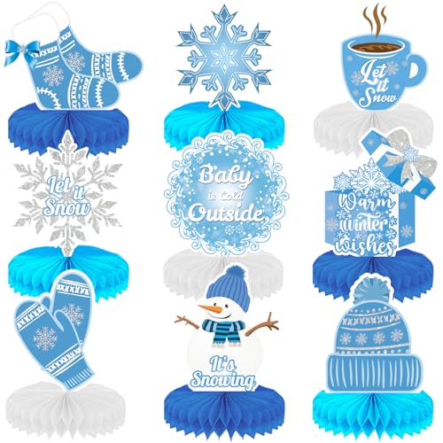 Winter Centerpieces for Table, 9Pcs Snowflake Table Decorations - style: Winter