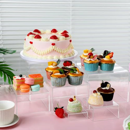 6 Pcs Clear Acrylic Risers Display Stands with Hollow Bottoms