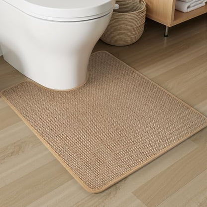 PADOOR Braided Toilet Rugs U Shaped 20''x24'', Non Slip Toilet Mat, Beige - color: Beige, size: 20''x24'' U-Shaped