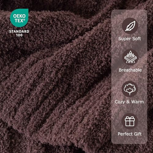 BATTILO Brown Throw Blanket for Couch, Soft Chenille Throw Blanket, 60"x80" - color: Brown, size: 60"x80"