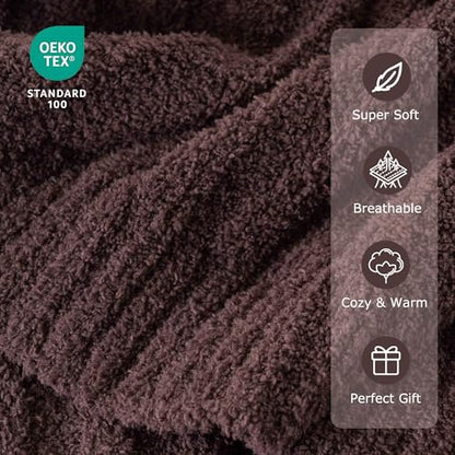 BATTILO Brown Throw Blanket for Couch, Soft Chenille Throw Blanket, 60"x80" - color: Brown, size: 60"x80"