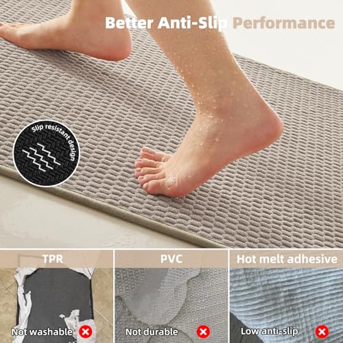 TYUU Small Bathroom Rugs, Non Slip Washable Bath Rugs Super Absorbent Bathroom Rug Thin Quick Dry Low Pile Bath Mats, Beige 12"x12" - color: Beige01, size: 1' X 1' (Rectangular)