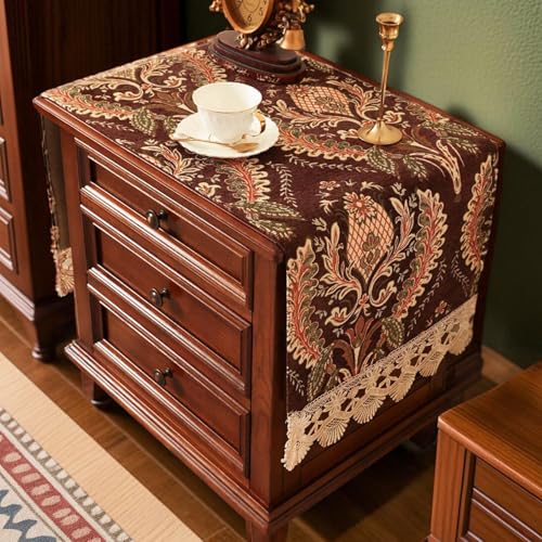 Nightstand Cover Cloth Dark Brown, Lace, Large, 15.7x51.2 Inch - color: Dark Brown, size: 51.2" x 15.7" (Rectangular)