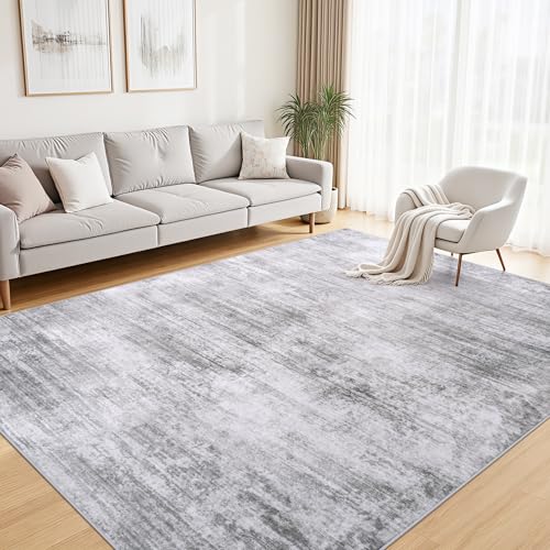 Tosuoka 5x7 Area Rugs for Living Room, Washable Gray Abstract Rug - color: Grey, size: 5' x 7' (Rectangular)