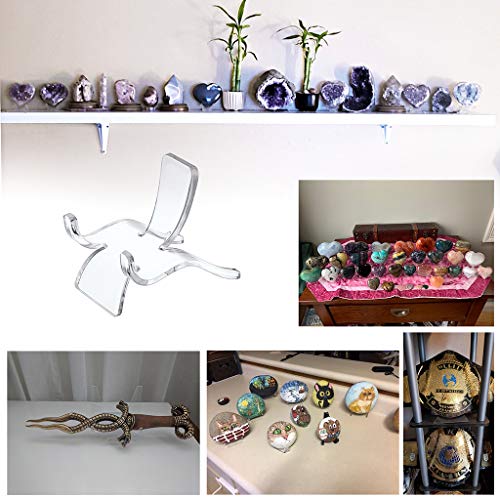 Hipiwe 10 Packs Acrylic Triangle Display Holder - Clear Plastic Display Easel Stands for Geodes Rock Mineral Agate Fossil Coral Small Collectibles Display Stands, Medium - size: Medium