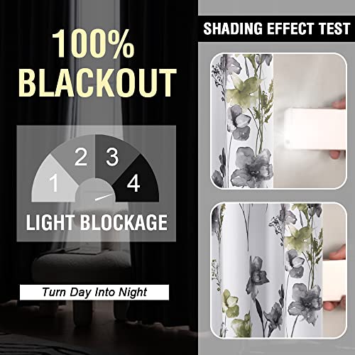 H.VERSAILTEX 100% Blackout Curtains 63 Inches for Kitchen, Grey/Olive - color: Grey/Olive, size: 52"W x 63"L (Pack of 2)