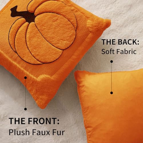 Allorry Fall Pillow Covers 16x16 2 Pack Orange Pumpkin Home Decor PT010B16 - color: Orange Embroidery, size: 16" x 16" (Pack of 2)