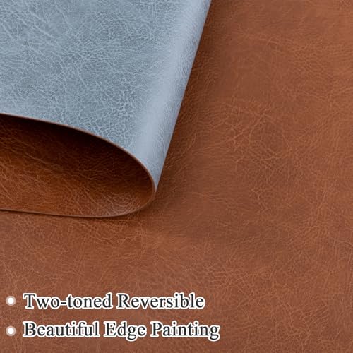 SHACOS Faux Leather Placemats Set of 8 Place Mats Table Mats, Brown Blue - color: Brown and Blue