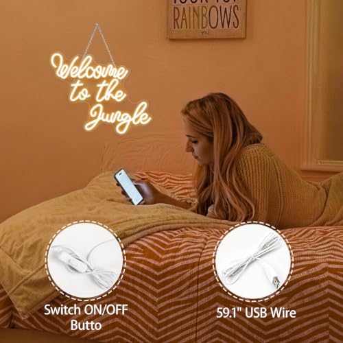 Welcome to the Jungle Neon Sign Warm White Led Word Light for Wall - color: Colorful-A-jungle warm white