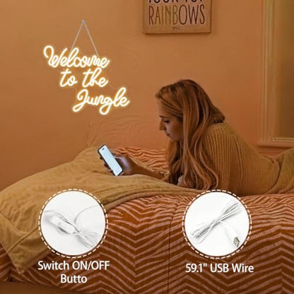 Welcome to the Jungle Neon Sign Warm White Led Word Light for Wall - color: Colorful-A-jungle warm white