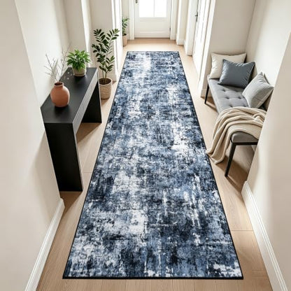 Rugflix 3x10 Runner Rug for Hallway, Washable Navy Blue Long Runners - color: 01-ocean Blue, size: 3' x 10' (Runner)