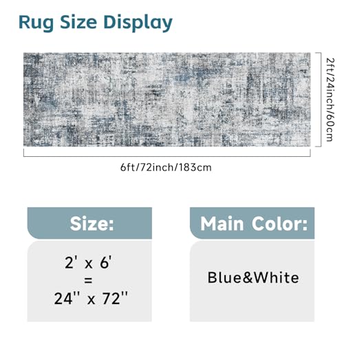 2x6ft Abstract Carpet Runners for Hallway: Machine Washable Area Rug Blue - color: Blue, size: 2' x 6' (Runner)