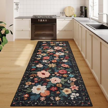DUKINO 2x6 Runner Rug for Hallway, Washable Runner Rug Non Slip, Black - color: Black, size: 2' x 6' (Rectangular)