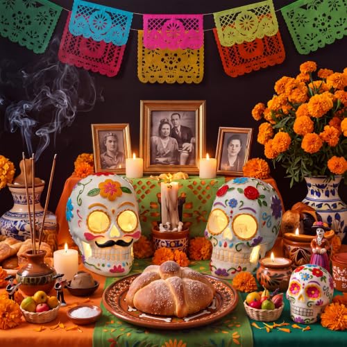 Fumete 2 Pcs Dia De Los Muertos Decorations - Day of The Dead Sugar Skull - style: Day of the Dead Skull