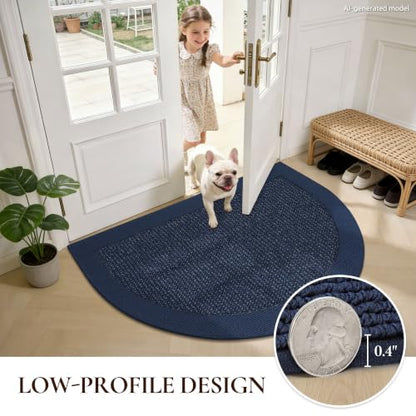 Dirt Trapper Door Mats 24" x 36", Non-Slip & Washable, Blue - color: Blue, size: 24" X 36" (Semicircular)