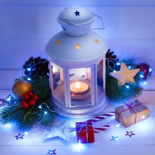 Battery Operated Fairy Lights, 7FT 20 LED Silver Wire Firefly String Lights - color: Blue, size: 6-Pack