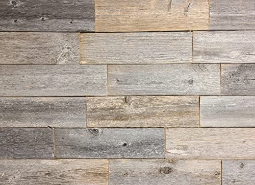 Rockin' Wood Peel & Stick Rustic Reclaimed Barn Wood Paneling, Real Wood, Rustic Wall Planks - Easy Installation (3 Square FEET) - size: 3 Square Feet