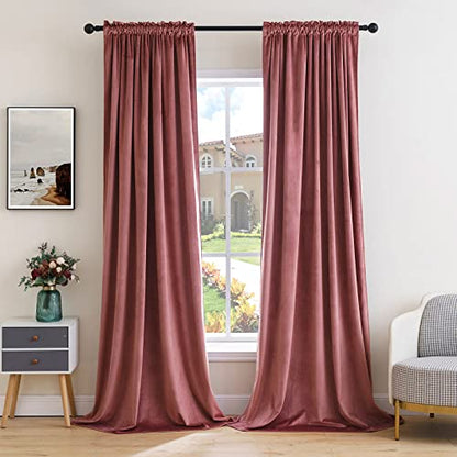 MIULEE Dusty Rose Pink Velvet Room Darkening Curtains for Bedroom W52 x L84 - color: Dusty Rose, size: 52"W x 84"L (Pack of 2)
