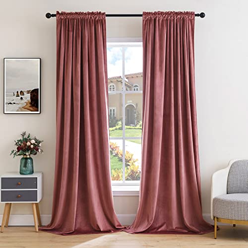 MIULEE Dusty Rose Pink Velvet Room Darkening Curtains for Bedroom W52 x L72 - color: Dusty Rose, size: 52"W x 72"L (Pack of 2)