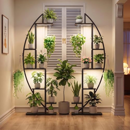 BACEKOLL Plant Stand with Grow Light, 2 Pack Tall Indoor Plant Shelf 6 Tier - color: Black + Black