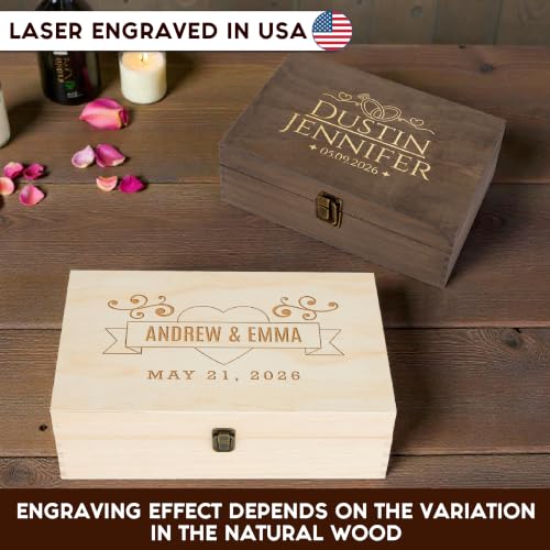 Personalized Anniversary Box, Engraved Wooden Keepsake Box for Couples - style: 6. Anniversary Designs